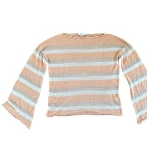 Anthropologie Stripe bell sleeve knit top NEW M Callahan Lightweight boatneck